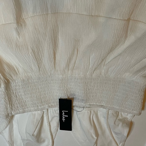 LULUS Lulu’s Effortless Ease White Tie-Strap Tiered Skater‎ Dress size Medium - Picture 8 of 14